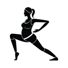 Active pregnant woman in sportswear stretching her legs with grace