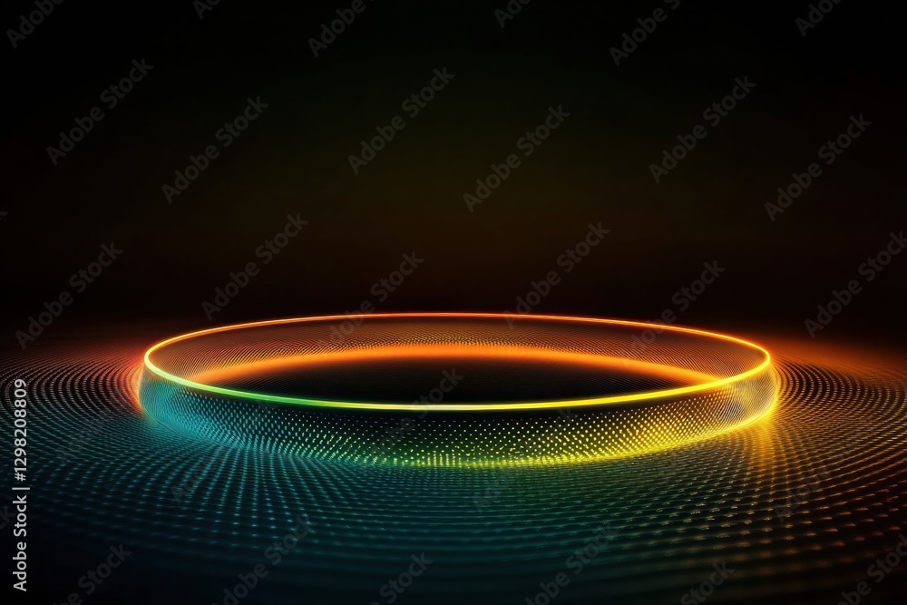 Aufkleber Vibrant circular light pattern creating a captivating visual effect in a dark background space. Generative AI