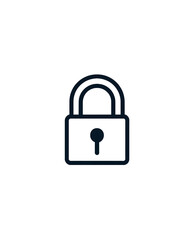 Closed Padlock Icon With Dark Blue Outline On Transparent Background, PNG