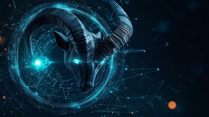 Digital Ram Head in Abstract Network