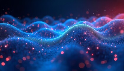 Abstract Blue and Pink Particle Waves Digital Art