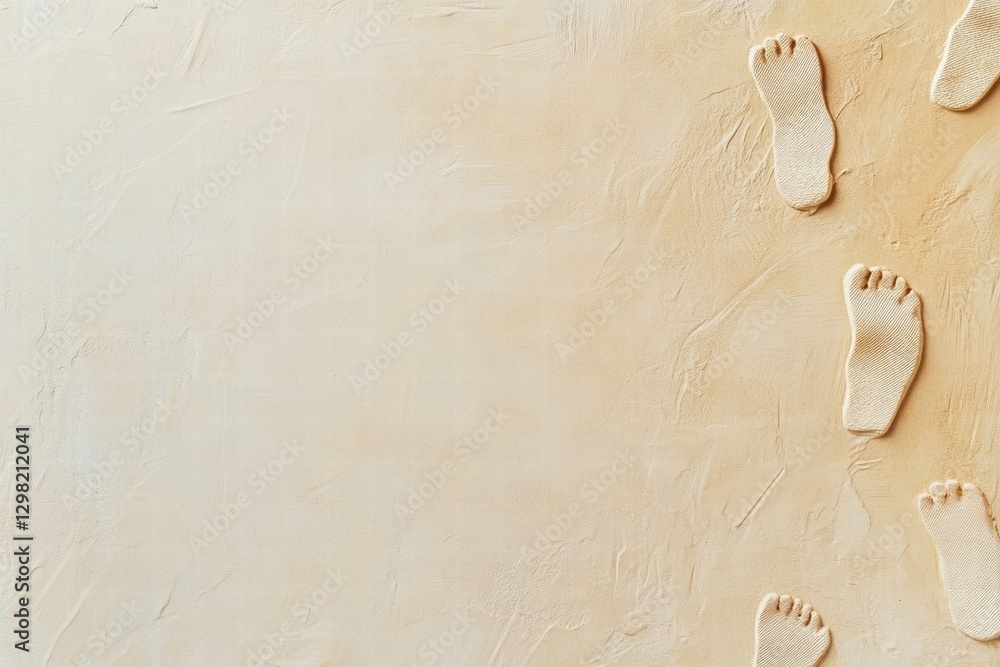 Leinwandbilder footprints on smooth sand showing a path toward the horizon under soft daylight conditions. generati