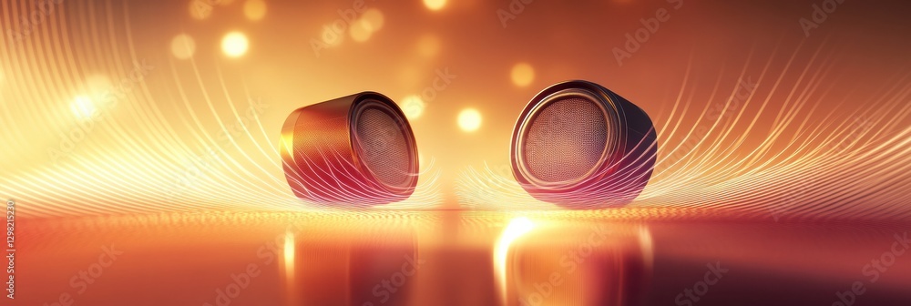 Leinwandbilder 3d speakers emit vibrant light waves in an artistic display of sound and illumination. generative ai