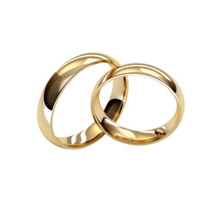 golden wedding rings isolated on transparent background