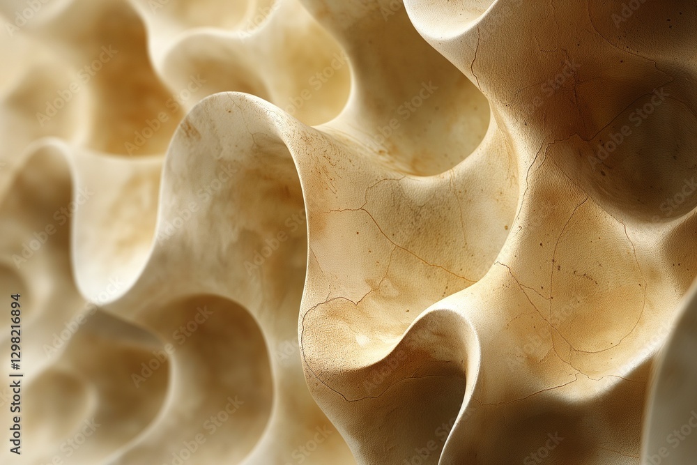 Poster abstract close-up of textured, creamy beige waves with intricate patterns, evoking a sense of warmth