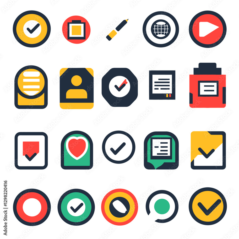 Poster diverse vector icon set for ui design, applications, and user interfaces