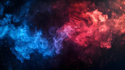 Abstract Cosmic Smoke in Red and Blue on Dark Background