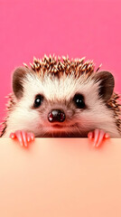 Cute Hedgehog Illustration Pink Background