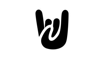 party rock gesture, black isolated silhouette