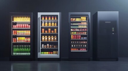 Various supermarket refrigerators photo mockup and planogram Ideal for showcasing new products interior design and retail presentations