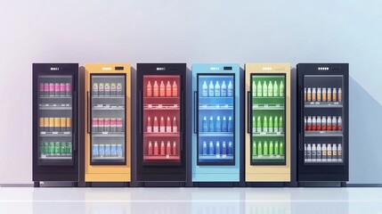 Various supermarket refrigerators photo mockup and planogram Ideal for showcasing new products interior design and retail presentations