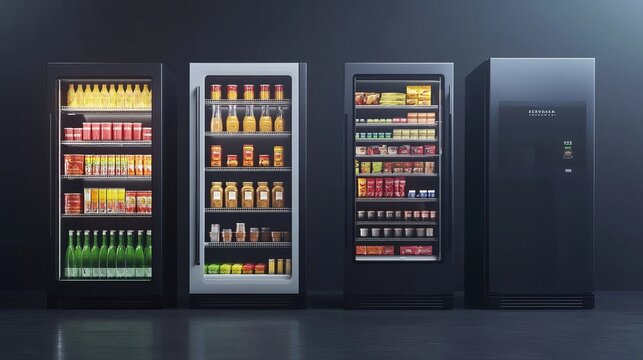 Various supermarket refrigerators photo mockup and planogram Ideal for showcasing new products interior design and retail presentations