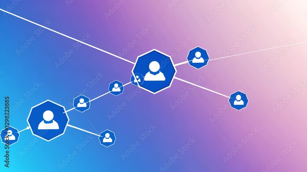 Poster abstract digital network of connected people icons on a gradient background