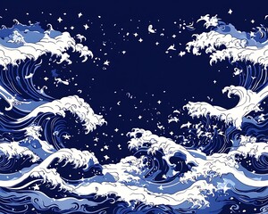 Night Waves of the Ocean