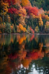 Stunning Autumn Forest Reflection on a Tranquil Lake