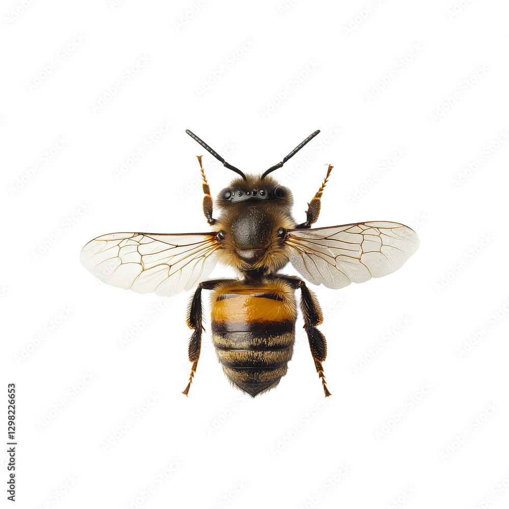 Poster a closeup view of a bee isolated on a transparent background showcasing intricate features and textu