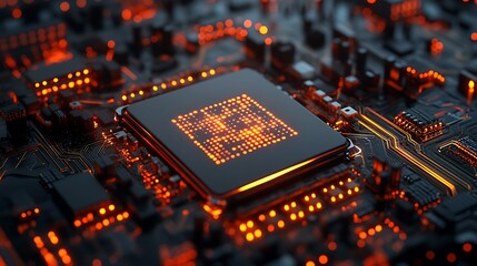 Glowing CPU, circuit board, tech (2)