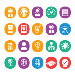 Business Innovation and Communication Pictogram Circle Vector Icon Set