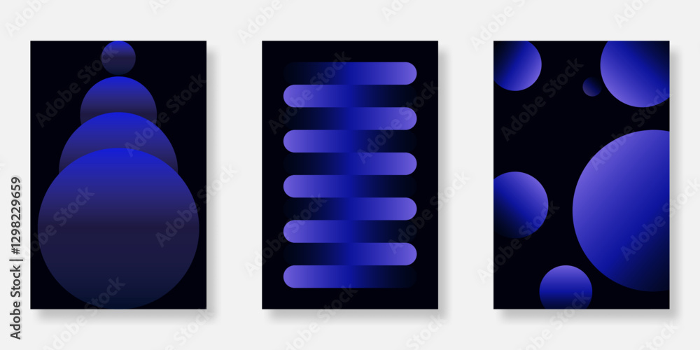 Poster set of abstract modern gradient poster background with minimalist geometric prism shapes. suitable f