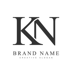 KN trendy logotype template. Initial letter k and n classic font style. Creative logo for company name or identity.