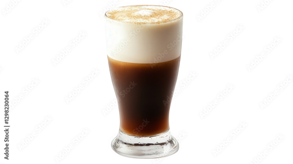 Poster glass of coffee with a rich layer of frothy milk on top. creating an appealing visual contrast betwe