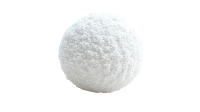 White spherical object made of fine granules arranged neatly on a clean background