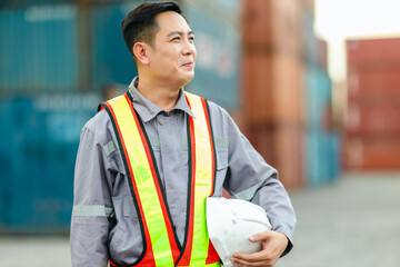 Confident Logistics Worker at Shipping Yard.