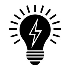 Fototapeta premium Light Bulb Silhouette Vector Icon. Idea Symbol