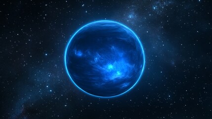 Obraz premium Mystical blue planet in vast star-filled universe