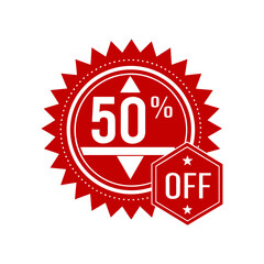 50 Percent Off Icon Vector.  Discount Sale Label Design