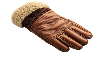 Stylish brown leather glove with warm fleece lining for winter activities and outdoor adventures