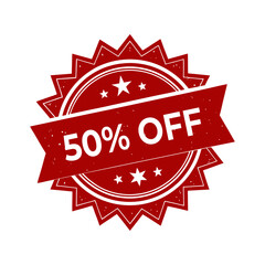 50 Percent Off Icon Vector.  Discount Sale Label Design