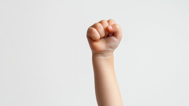 child's fist raised in the air