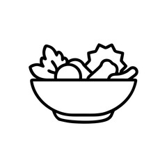 Salad Bowl Icon Vector. Healthy Food Line Art Symbol
