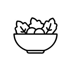 Salad Bowl Icon Vector. Healthy Food Line Art Symbol