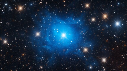 Fototapeta premium Radiant blue nebula with stars in the cosmic night sky
