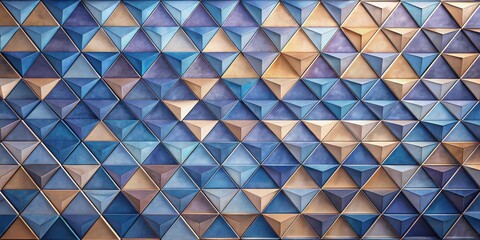Abstract Geometric Triangular Pattern with a Metallic Sheen in Blues and Browns