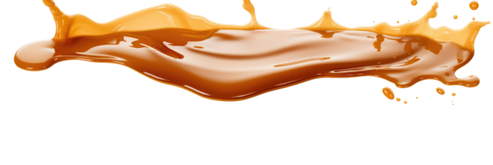  Delicious caramel splash on transparent background