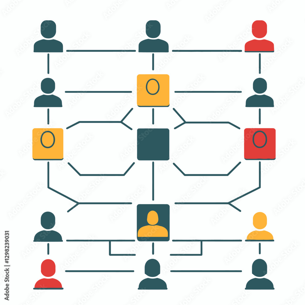 Aufkleber organization chart demonstrating hierarchy and network connectivity