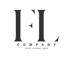 FL logo design. Initial letter f and l serif font style. Creative classic company name typography. Trendy logotype or identity.