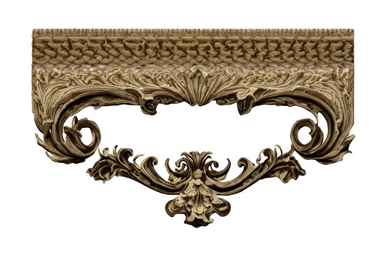 Ornate console table detail; studio shot, design element, interior decor