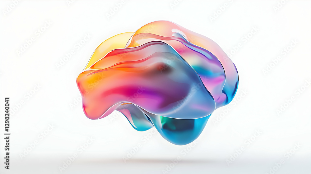 Poster abstract colorful fluid shape on white background creating artistic modern design