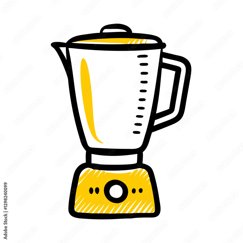 Poster vector icon representation of a blender jar designed with a minimalist style and bright colors for m