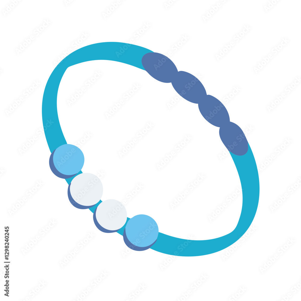 Poster stylized vector icon representing a circular bracelet design with colorful beads in varying shades o