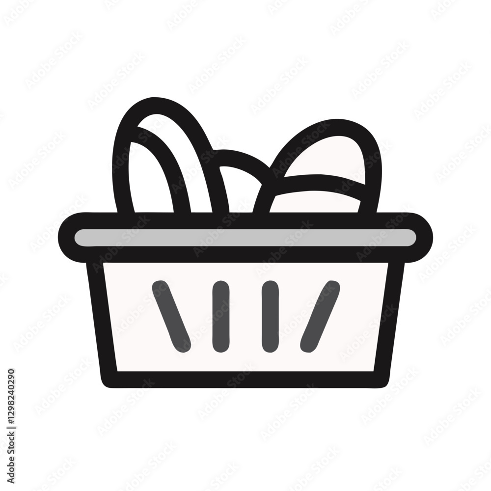 Poster vector icon depicting a bread basket filled with various types of bread, perfect for food-related de