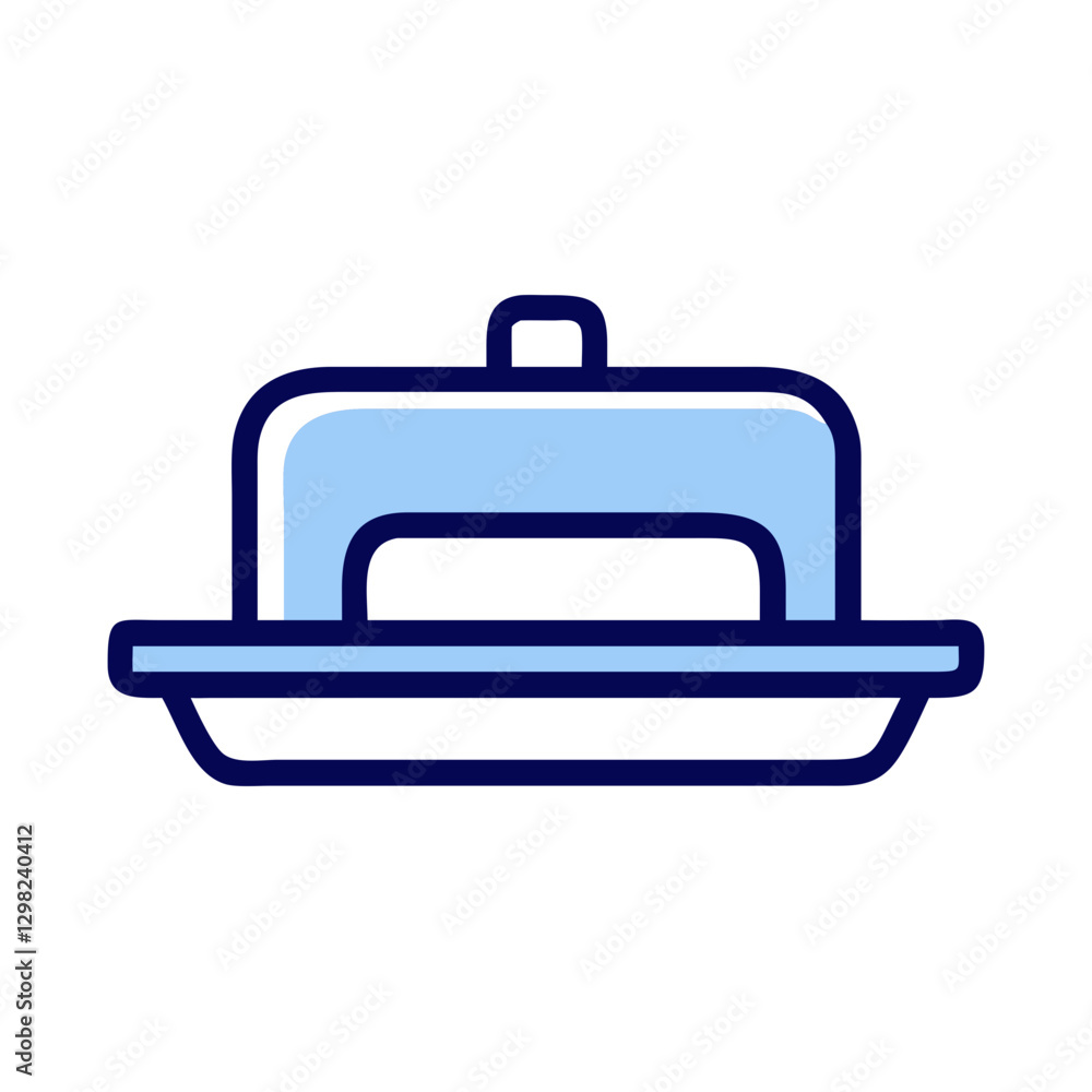 Poster vector icon of a butter dish depicting a simple and elegant design with a lid over a flat base suita