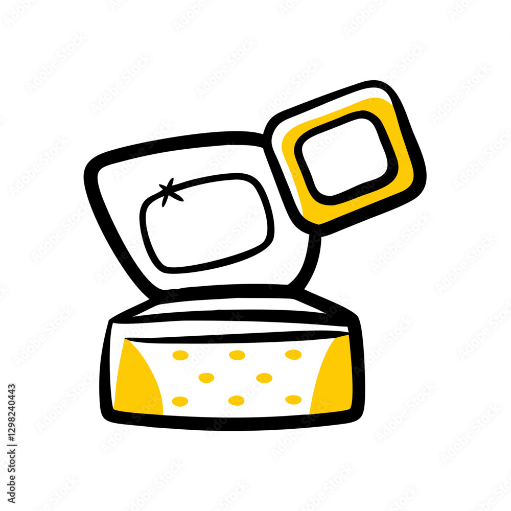 Poster vector icon representing a beauty box with a lid partially open, showcasing a simple and modern desi