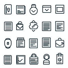 Business and document icon set featuring user, notes, and cloud