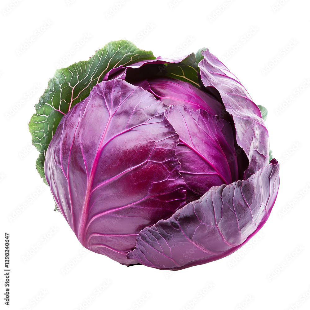 Poster fresh purple cabbage isolated on a clean transparent background showcasing its vibrant color and uni