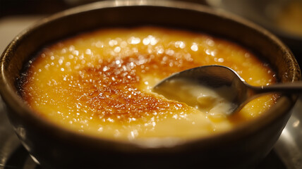 クリームブリュレのカラメルが割れる瞬間-日本のフレンチレストランの極上デザート